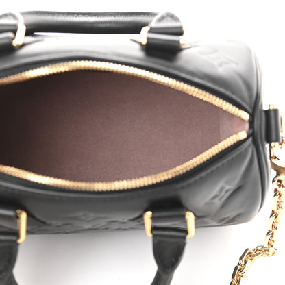 Louis Vuitton Lambskin Embossed Monogram Speedy 22 Bandouliere Black 5 of 8