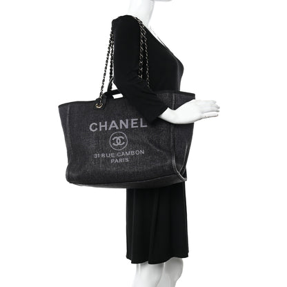 Chanel Woven Straw Raffia Medium Deauville Tote Black 2 of 10