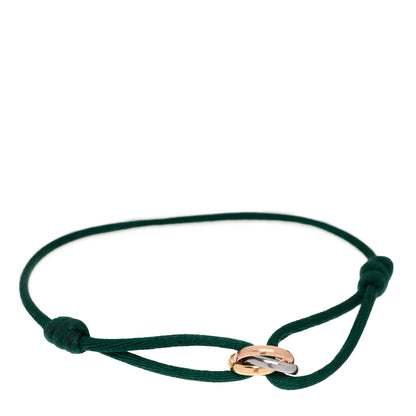 Cartier 18k Pink Yellow White Gold Trinity Adjustable Cord Bracelet Green 1 of 5
