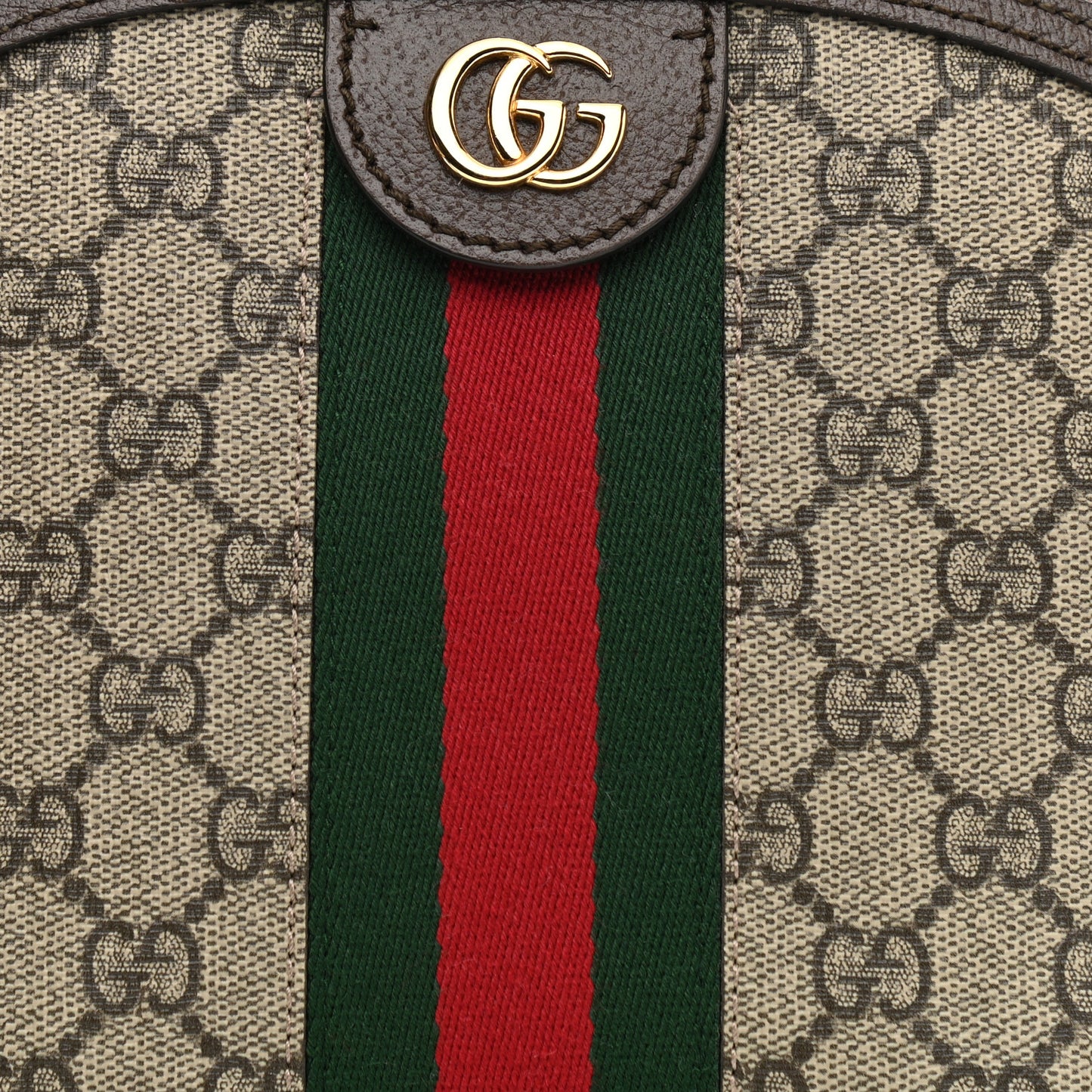 GG Supreme Monogram Textured Dollar Calfskin Web Small Ophidia Dome Shoulder Bag Beige Ebony New Acero