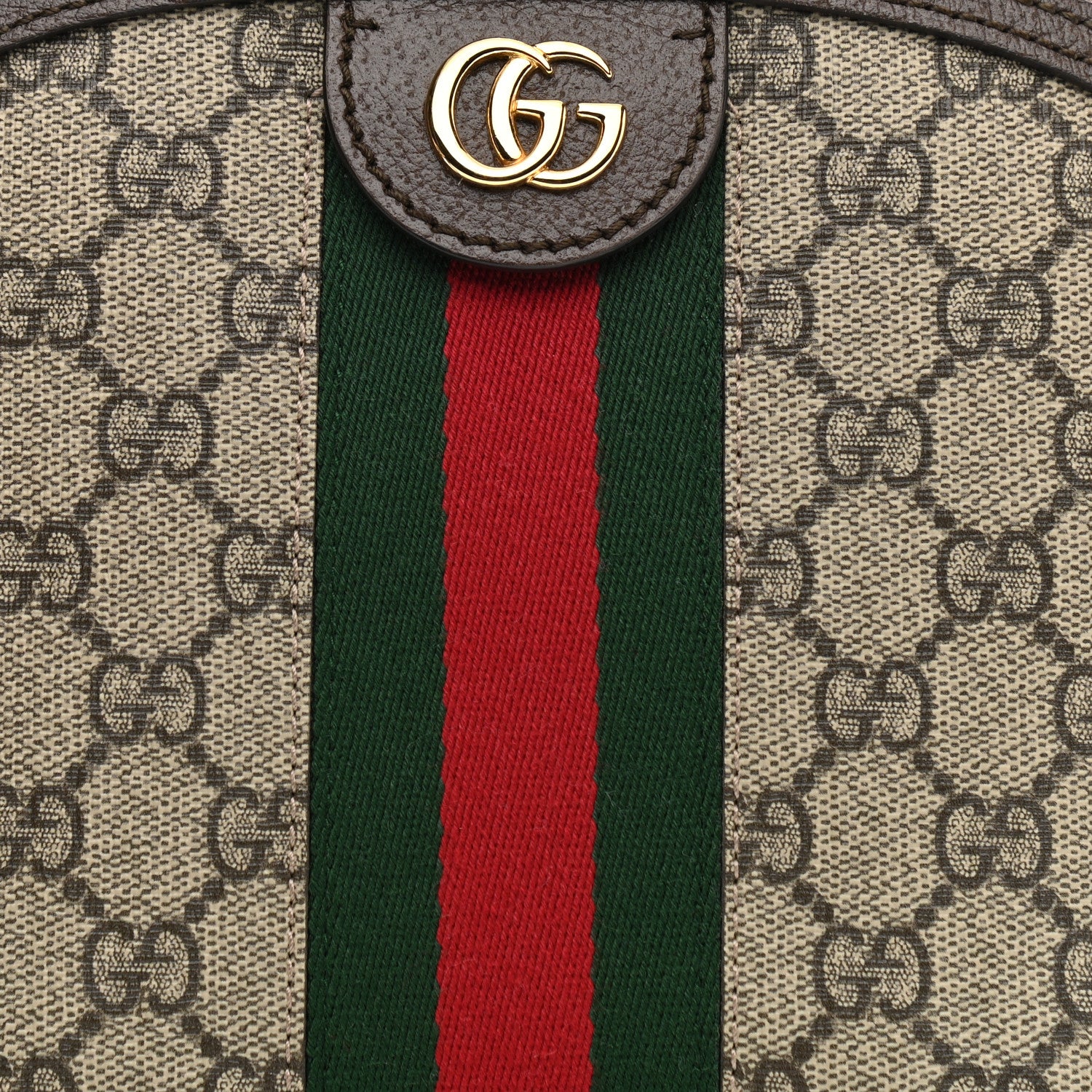 Gucci GG Supreme Monogram Textured Dollar Calfskin Web Small Ophidia Dome Shoulder Bag Beige Ebony New Acero 8 of 8