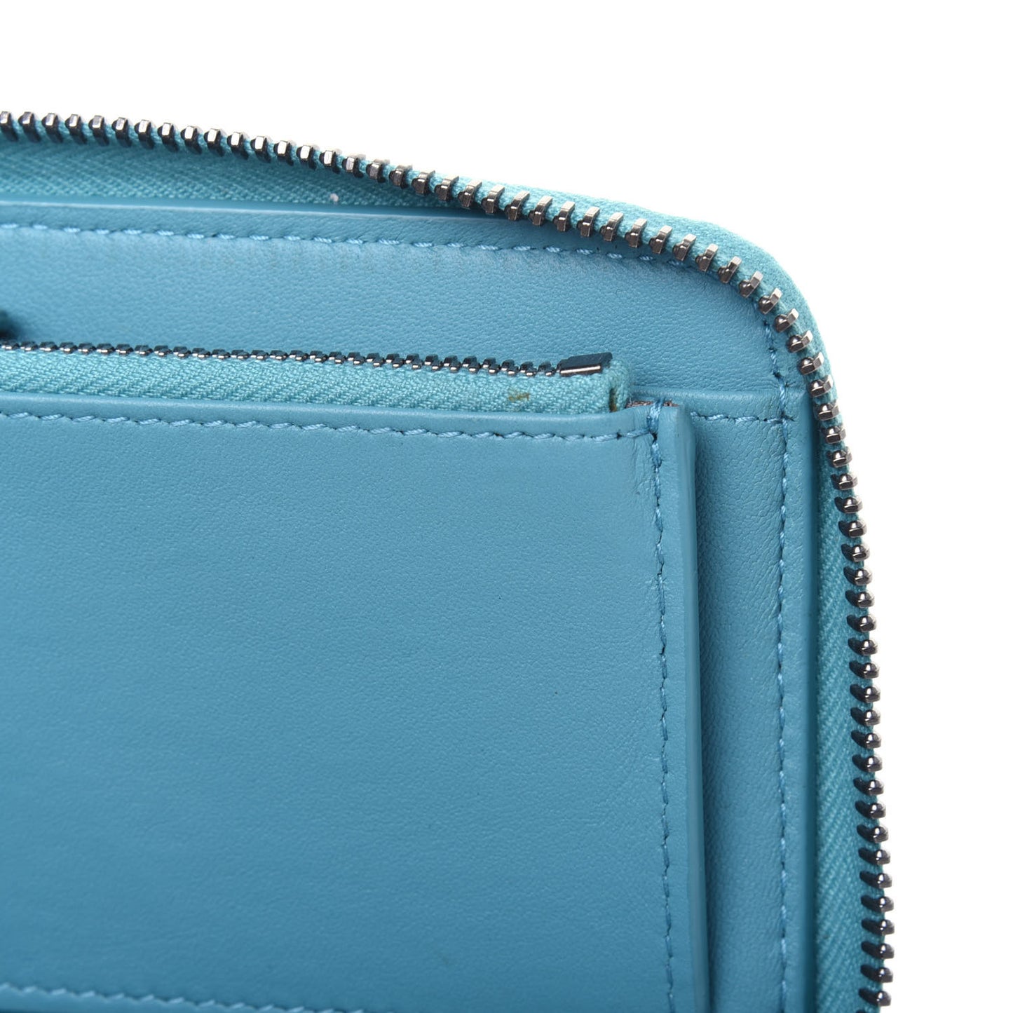 Nappa Intrecciato Zip Around Wallet Turquoise