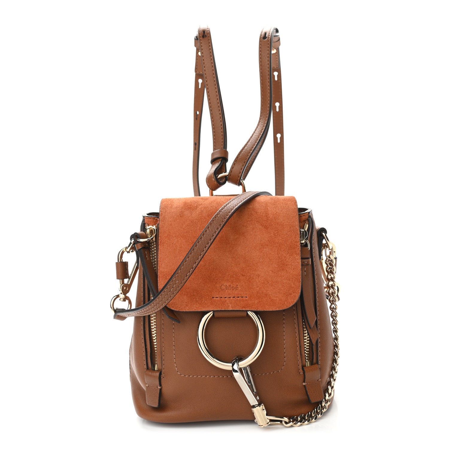 Chloe Suede Calfskin Mini Faye Backpack Tan 1 of 10
