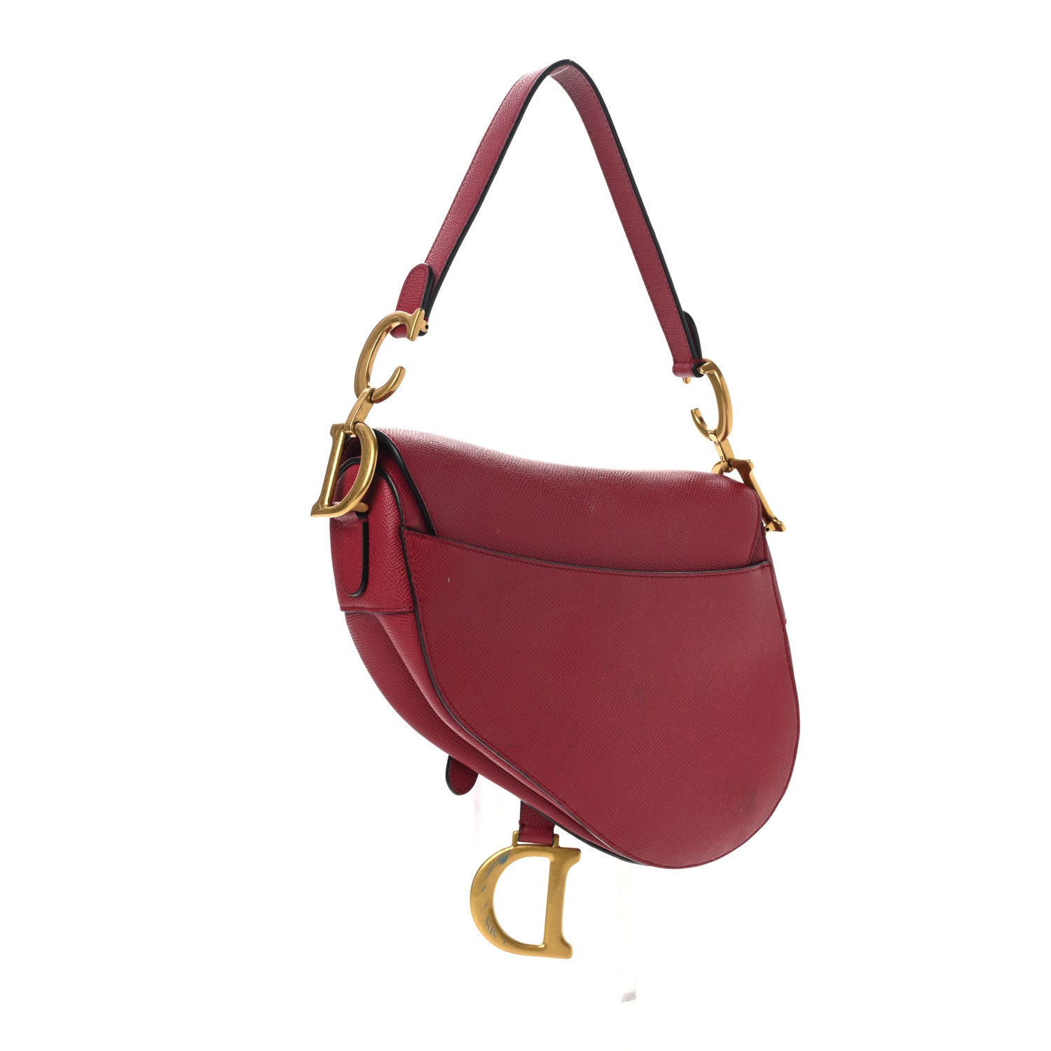 Christian Dior Grained Calfskin Saddle Bag Burgundy 3 of 14