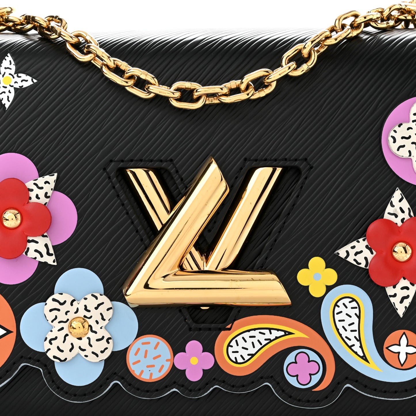 Epi Blooming Flowers Twist Shoulder Bag MM Black