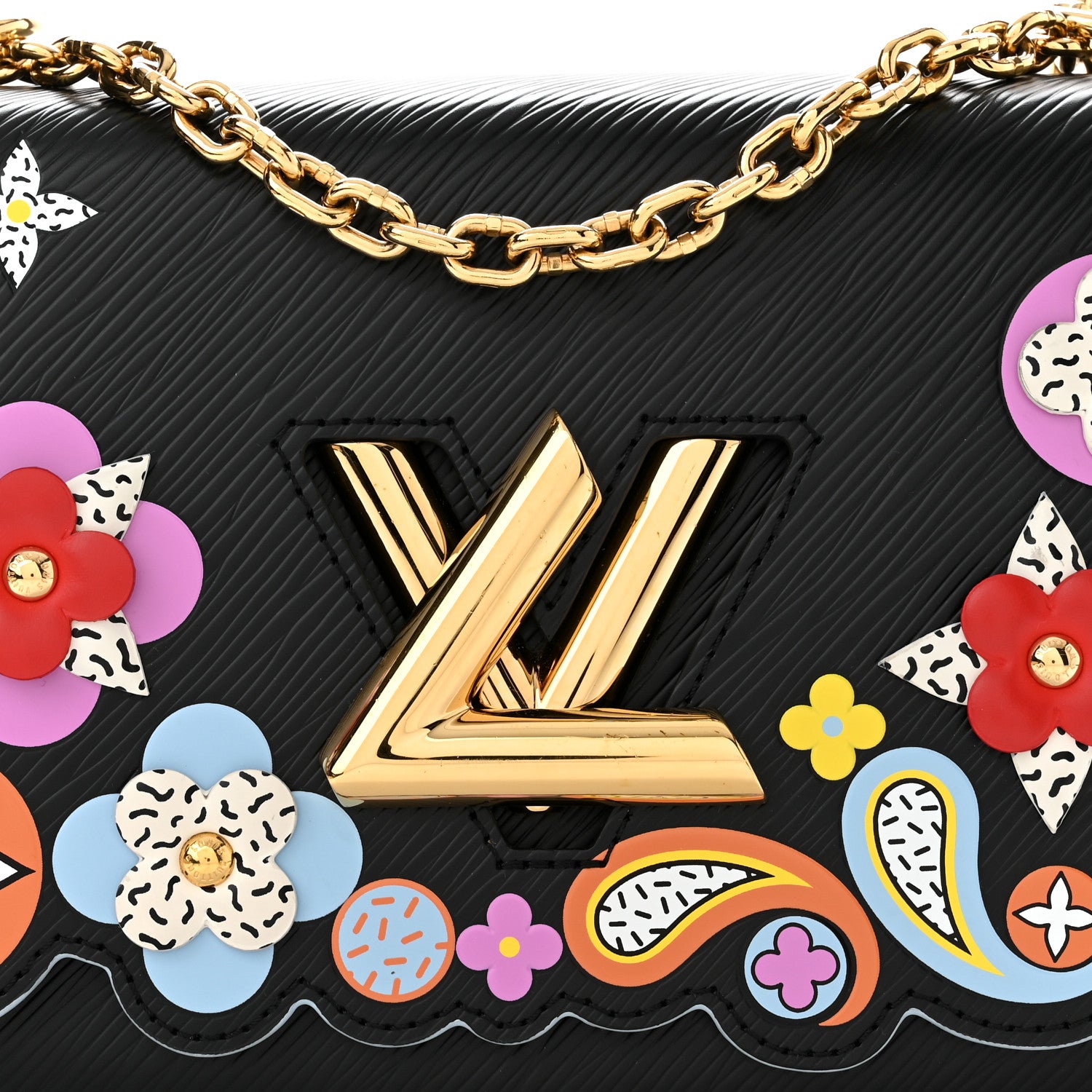 Louis Vuitton Epi Blooming Flowers Twist Shoulder Bag MM Black 9 of 11