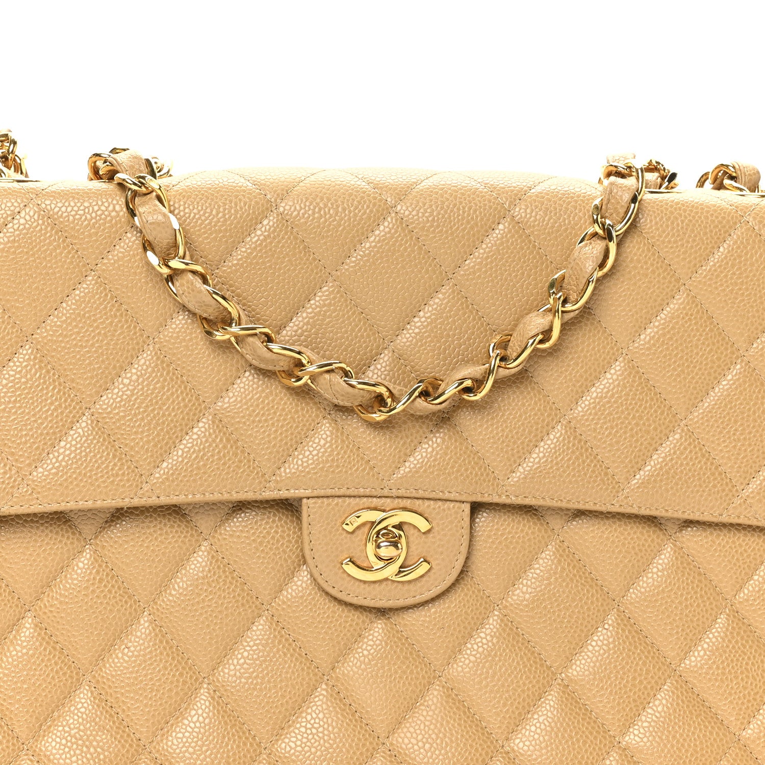 Chanel Caviar Quilted Jumbo Single Flap Beige 8 of 11