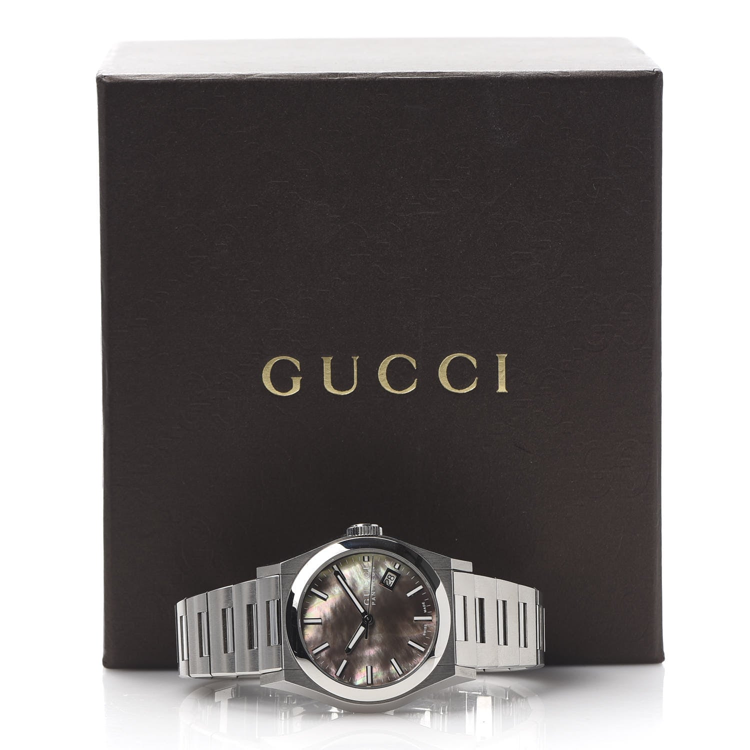 Gucci Stainless Steel Black Mother of Pearl 36mm Pantheon Quartz Watch 7 of 7