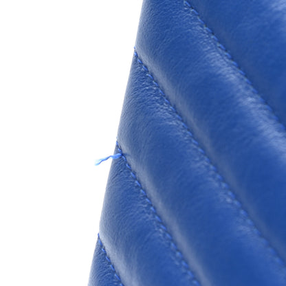 Saint Laurent Calfskin Matelasse Chevron Monogram Zip A5 Pouch Blue Majorelle 9 of 11