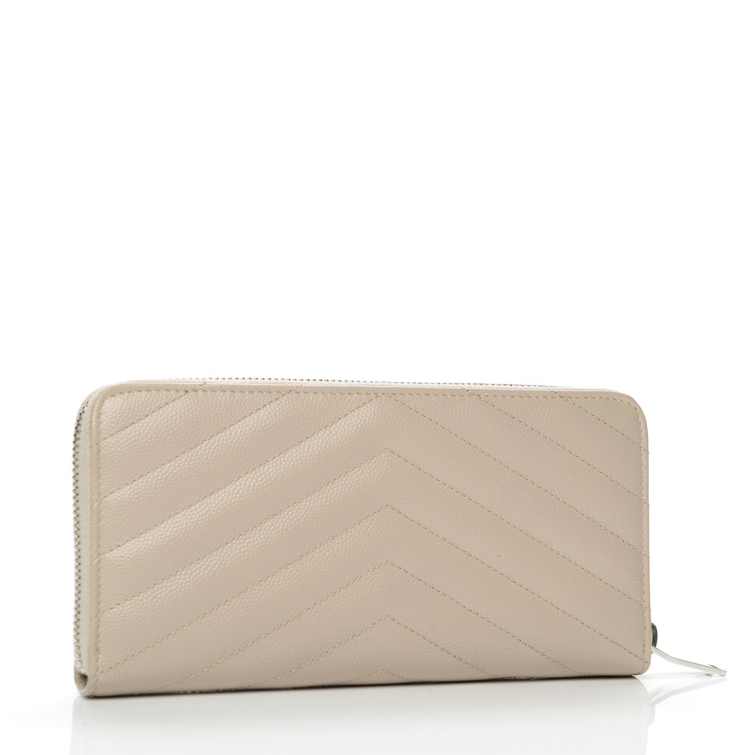 Saint Laurent Grain De Poudre Matelasse Chevron Monogram Zip Around Wallet Rose Poudre 3 of 6