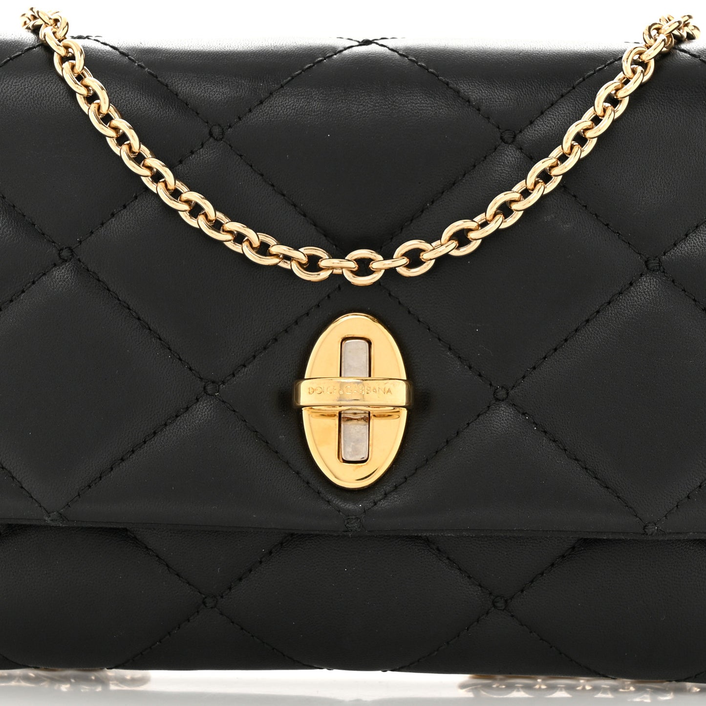 Lambskin Quilted Chain Shoulder Bag Black