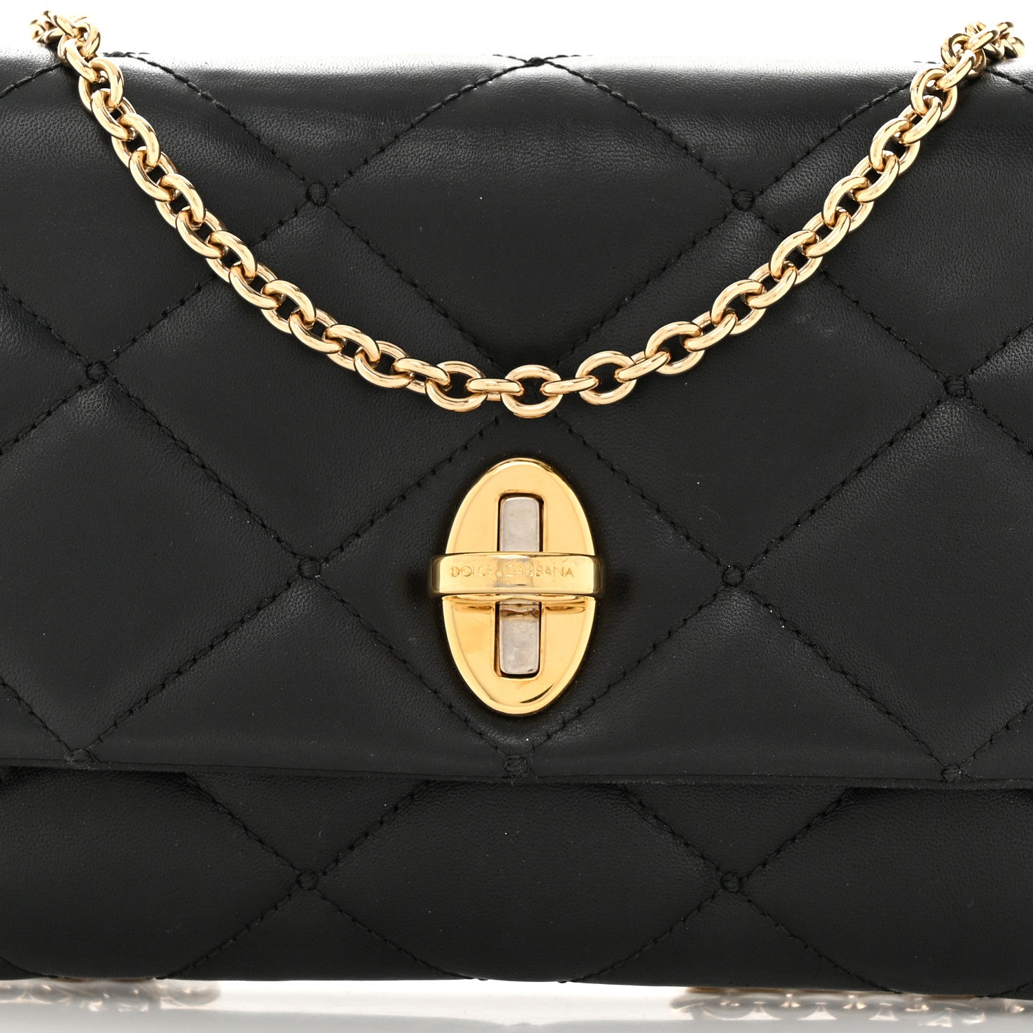 Dolce & Gabbana Lambskin Quilted Chain Shoulder Bag Black 7 of 9
