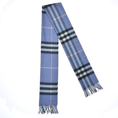 Burberry Cashmere Classic Check Fringe Scarf Light Blue 3 of 4