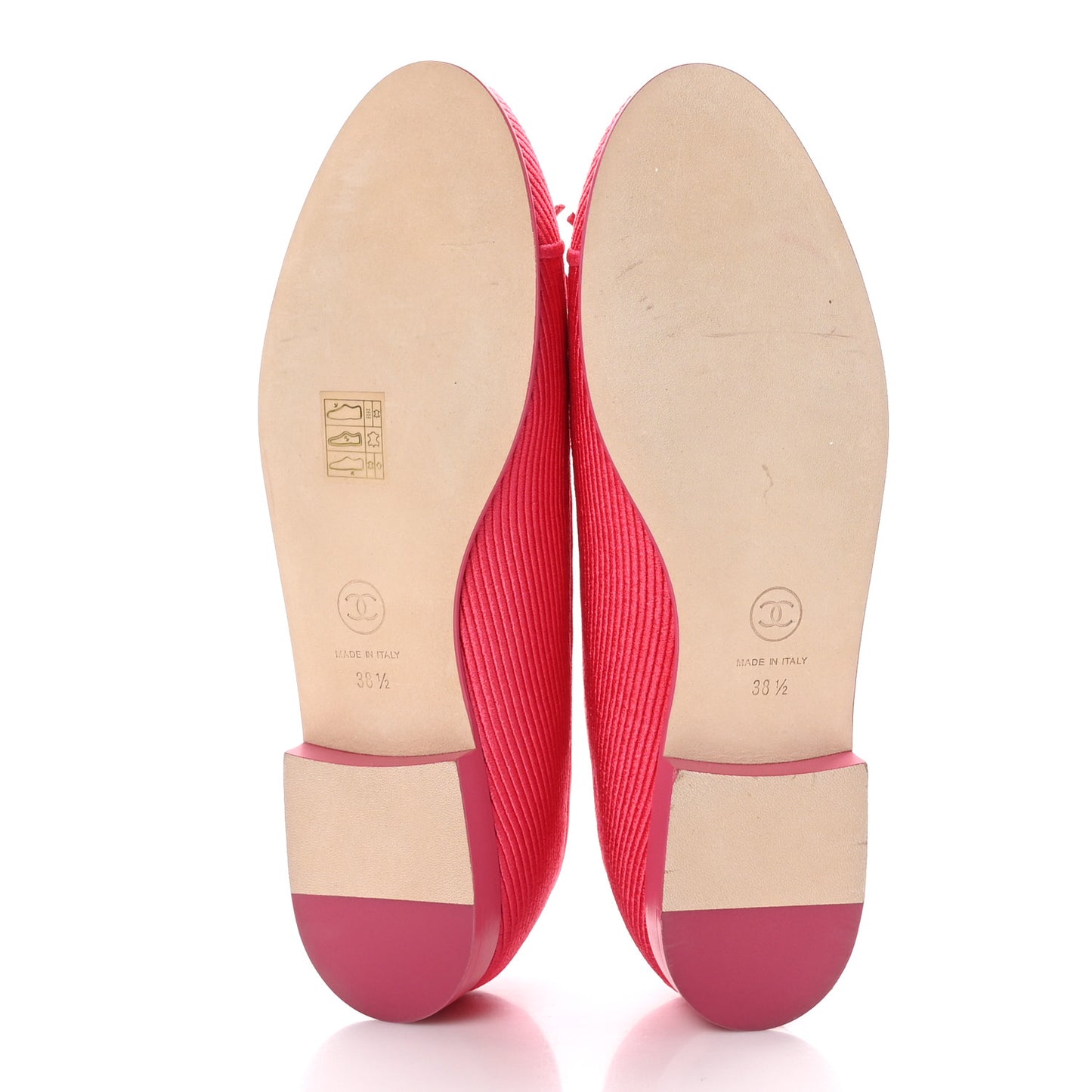 Embroidered Fabric Cap Toe CC Ballerina Flats 38.5 Dark Pink