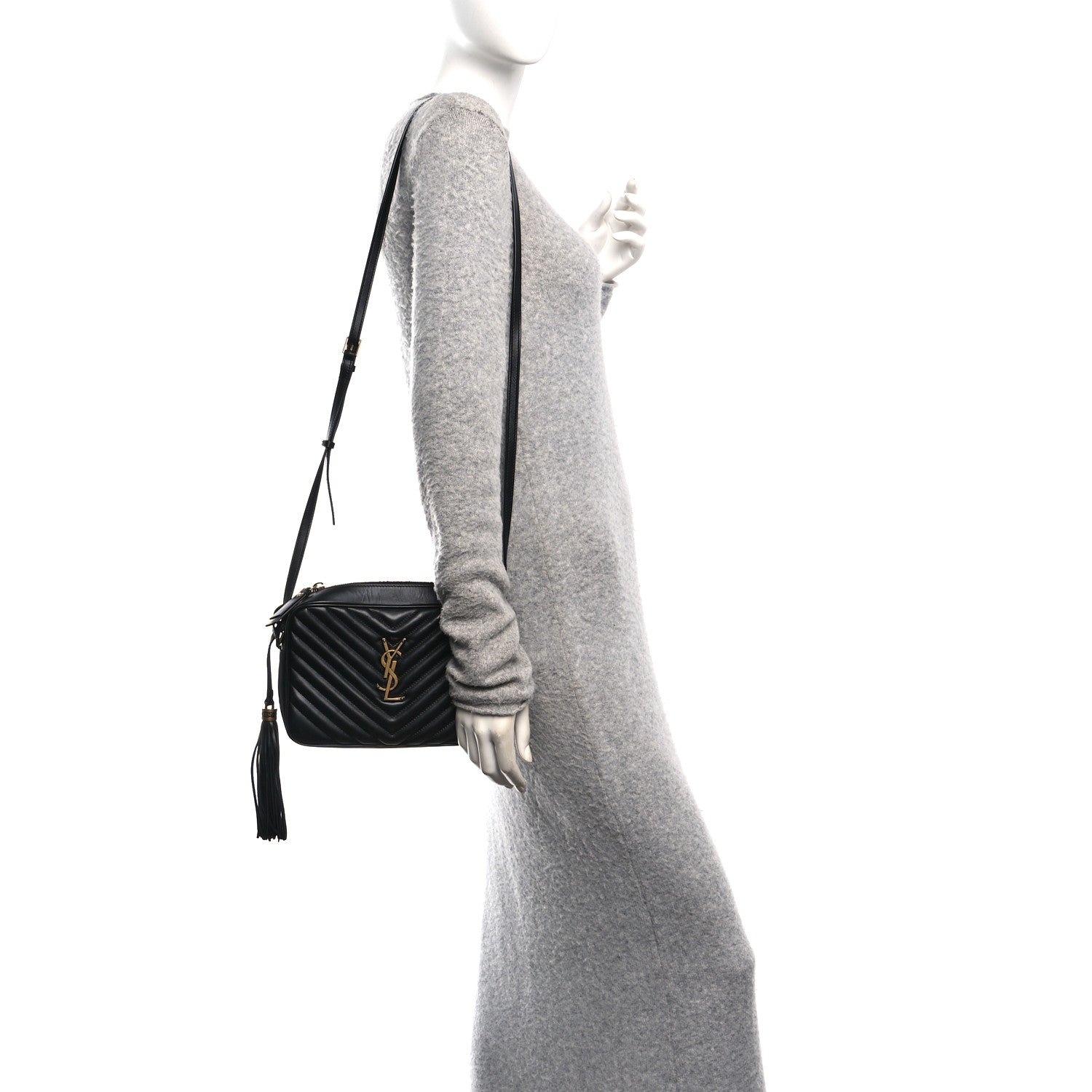 Saint Laurent Calfskin Matelasse Monogram Lou Camera Bag Black 2 of 11