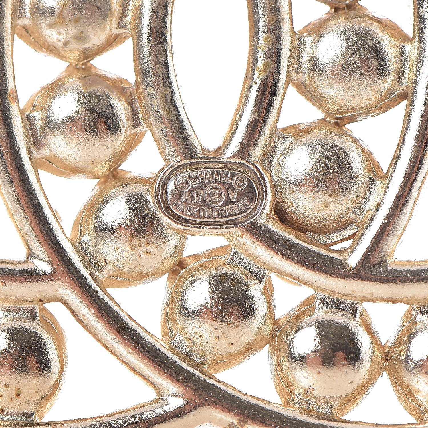 Chanel Pearl Baguette Crystal CC Brooch Gold 4 of 5
