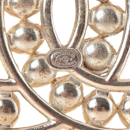 Chanel Pearl Baguette Crystal CC Brooch Gold 4 of 5