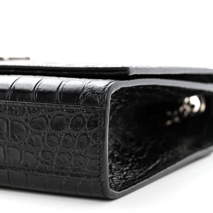 Saint Laurent Calfskin Crocodile Embossed Medium Classic Monogram Kate Tassel Satchel Black 10 of 10