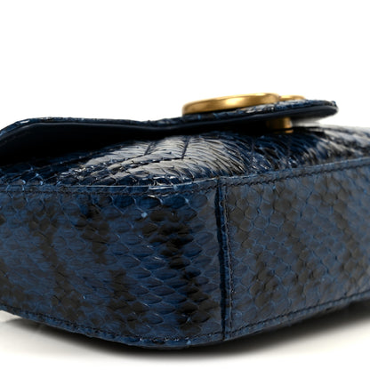Gucci Snakeskin Matelasse Super Mini GG Marmont Shoulder Bag Blue 9 of 10