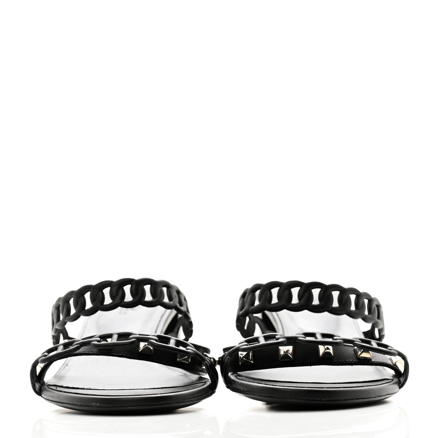 Hermes Nappa Ajaccio Sandals 39.5 Black 2 of 10