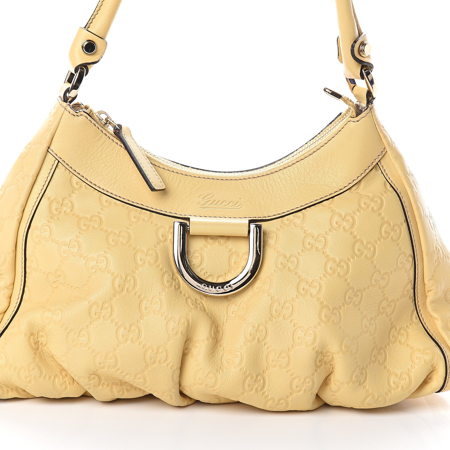 Gucci Guccissima Small D Gold Ring Shoulder Bag Yellow 6 of 8