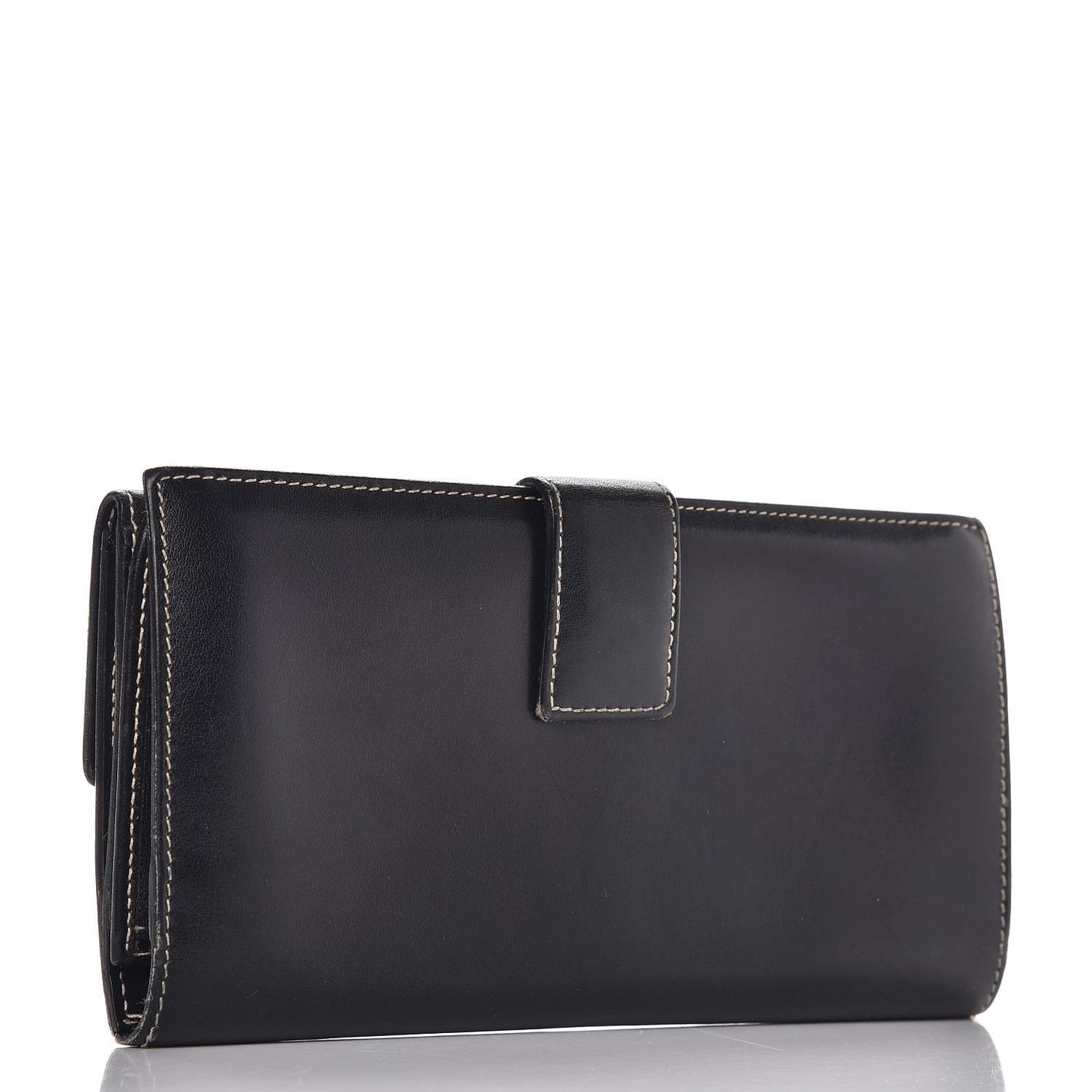 Smooth Calfskin Continental Flap Wallet Black