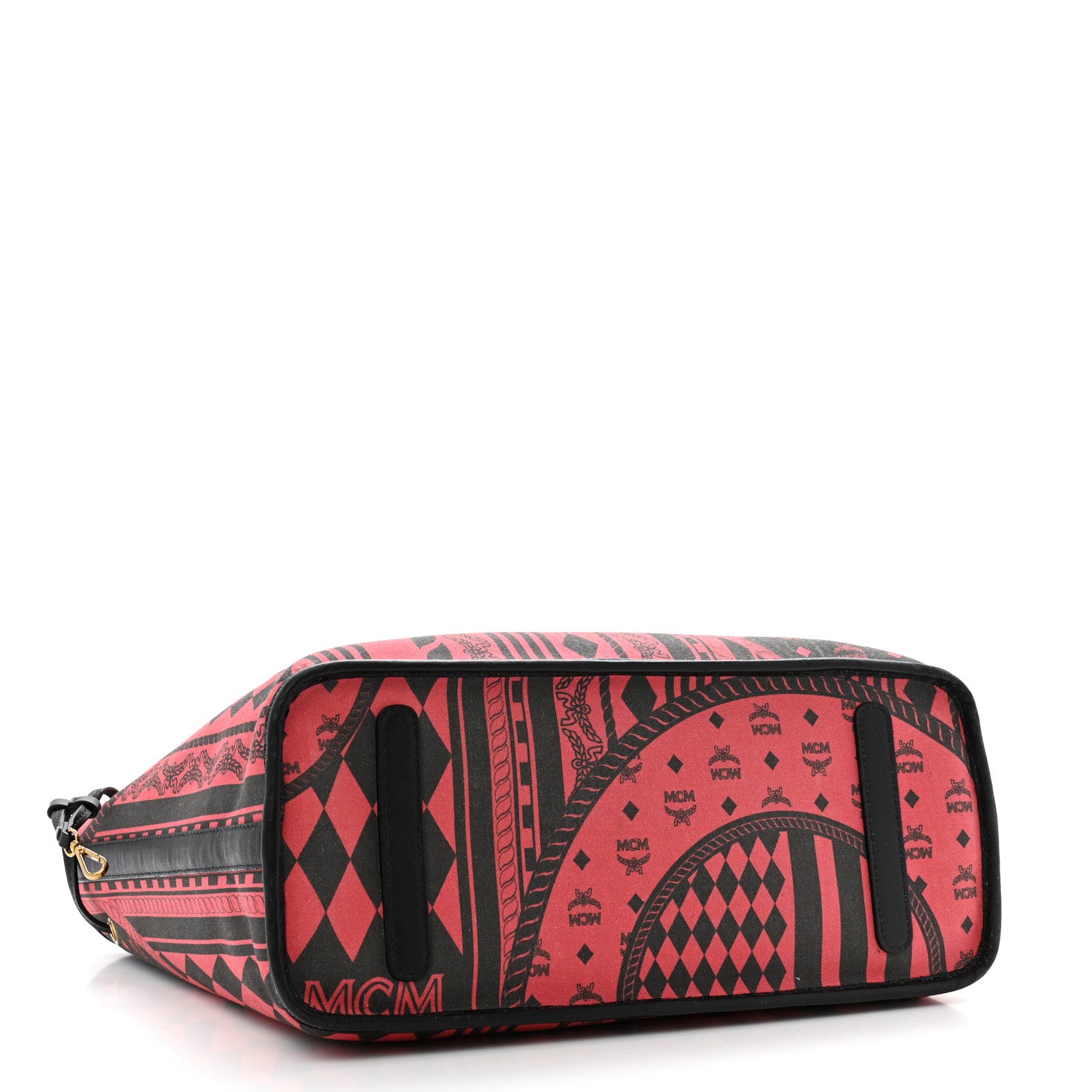 MCM Visetos Medium Project Reversible Shopper Tote Ruby Red Black 9 of 19