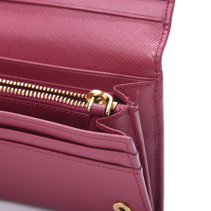Prada Saffiano Metal Continental Flap Wallet Peonia 8 of 10