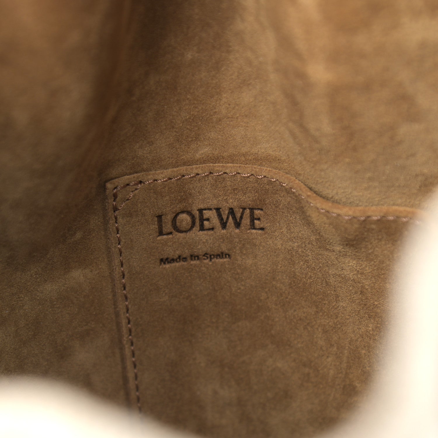 Loewe Calfskin Jacquard Linen Anagram Embroidered Small Balloon Bucket Bag Ecru Tan 6 of 8