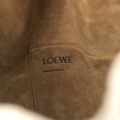 Loewe Calfskin Jacquard Linen Anagram Embroidered Small Balloon Bucket Bag Ecru Tan 6 of 8