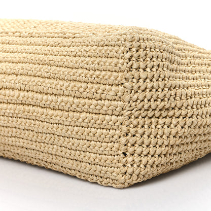 Prada Yarn Raffia Effect Crochet Embroidered Logo Tote Naturale 8 of 8
