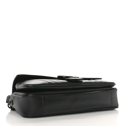 Gucci Calfskin Matelasse Monochrome GG Marmont Crossbody Shoulder Bag Black 4 of 8