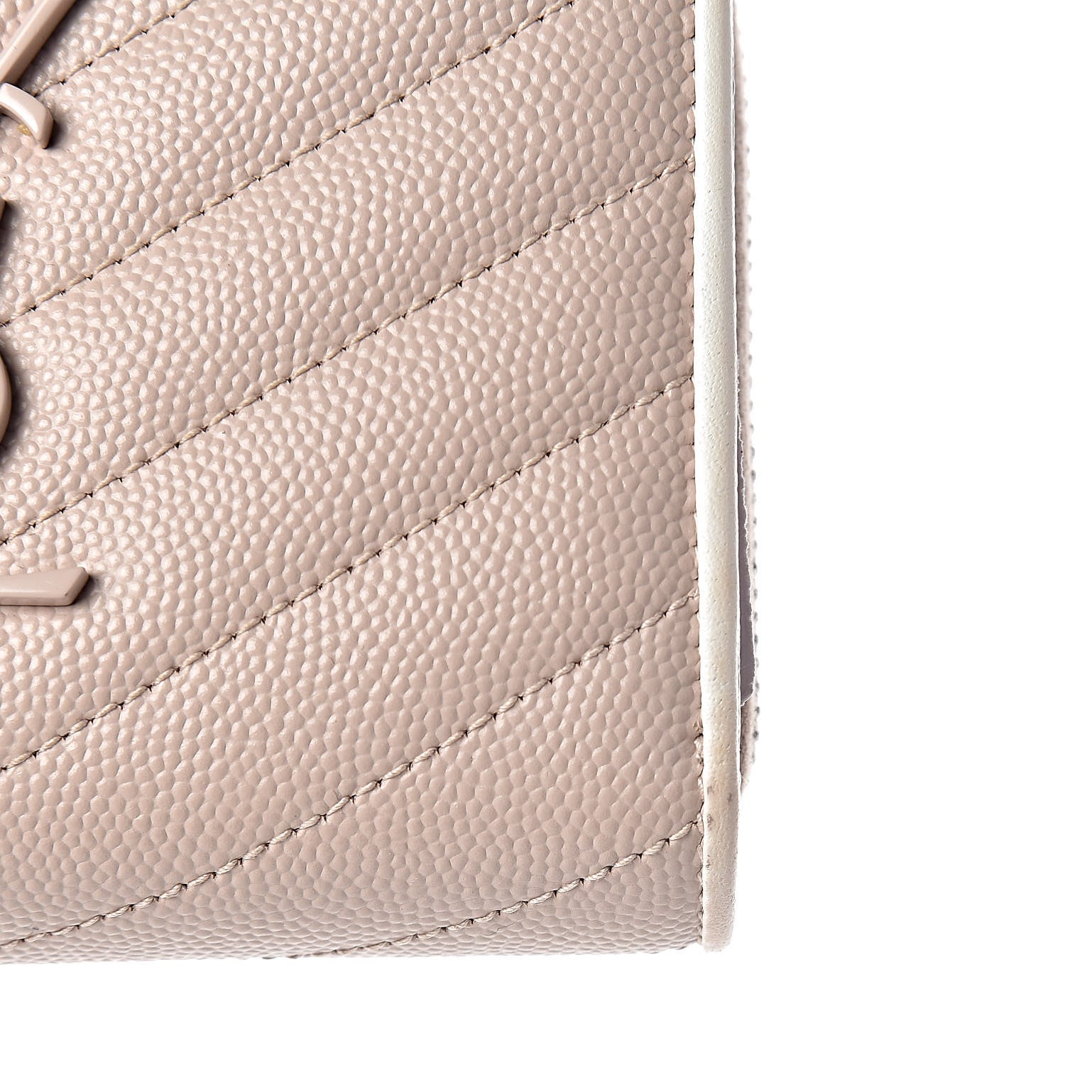 Saint Laurent Grain De Poudre Matelasse Monogram Compact Zip Around Wallet Pale Pink 9 of 11