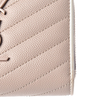 Saint Laurent Grain De Poudre Matelasse Monogram Compact Zip Around Wallet Pale Pink 9 of 11