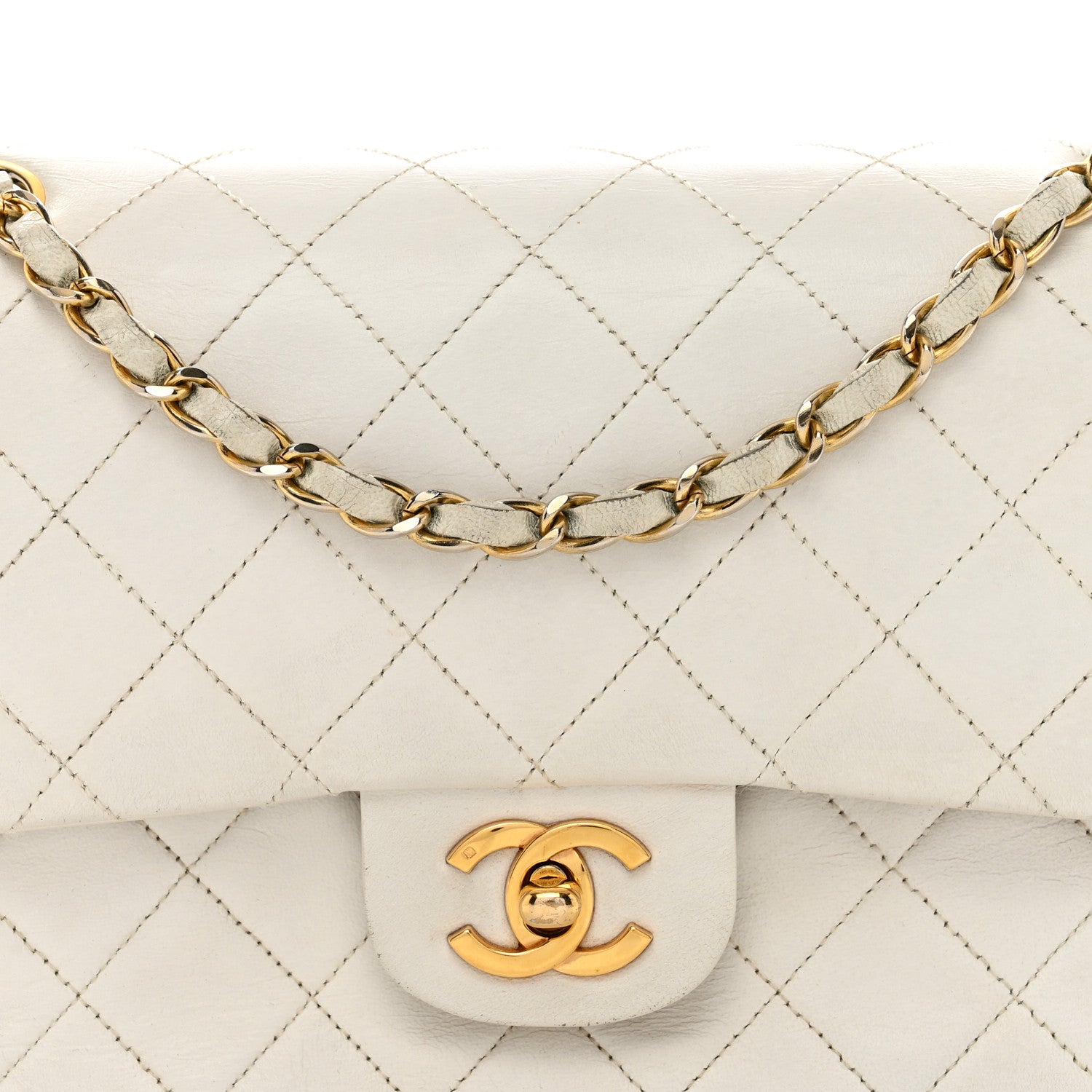 Chanel Lambskin Quilted Medium Double Flap White 5 of 15