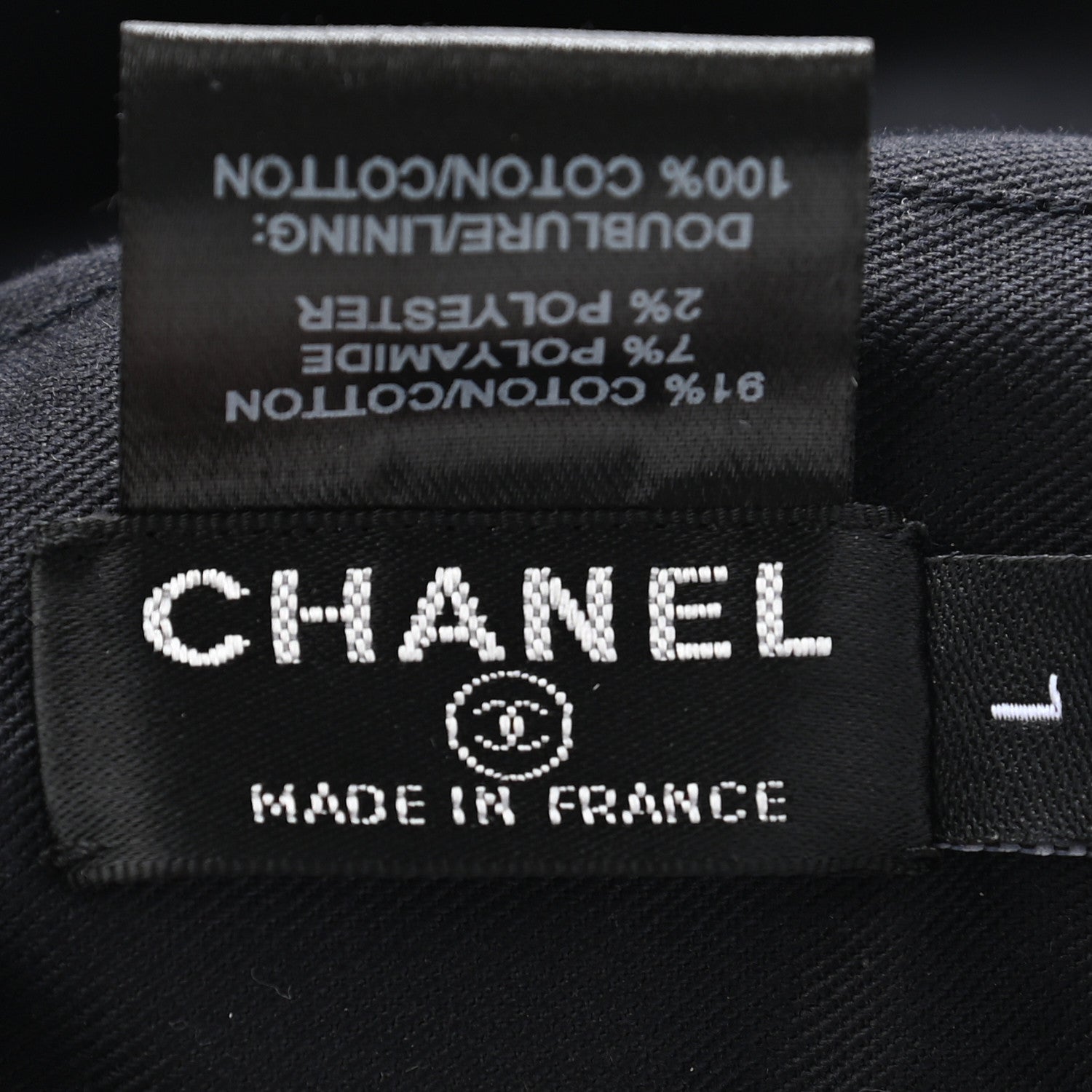 Chanel Cotton Tweed CC Beret L Black White 10 of 12
