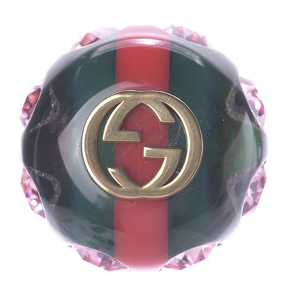 Gucci Crystal Resin Sylvie Vintage Web Brooch Green Red 1 of 4