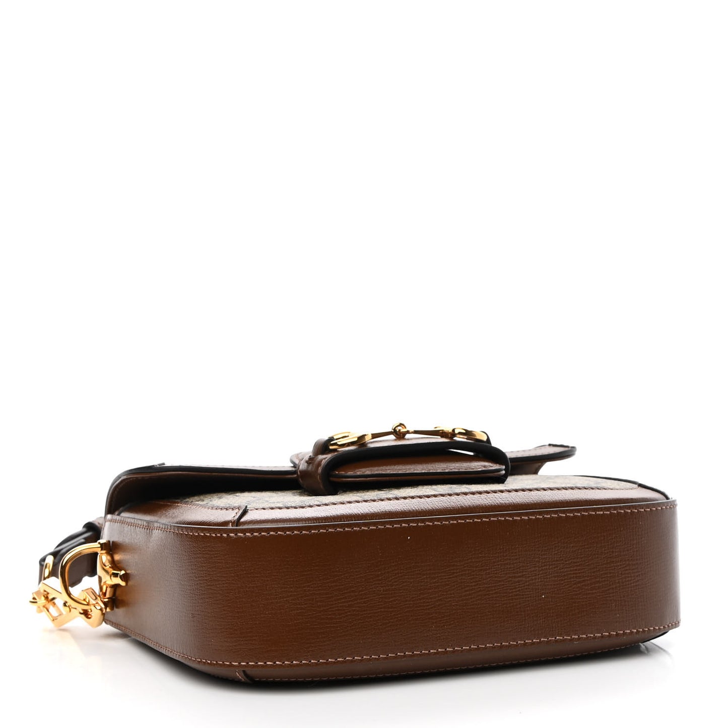 GG Supreme Monogram Web Mini Horsebit 1955 Shoulder Bag Beige Brown Sugar