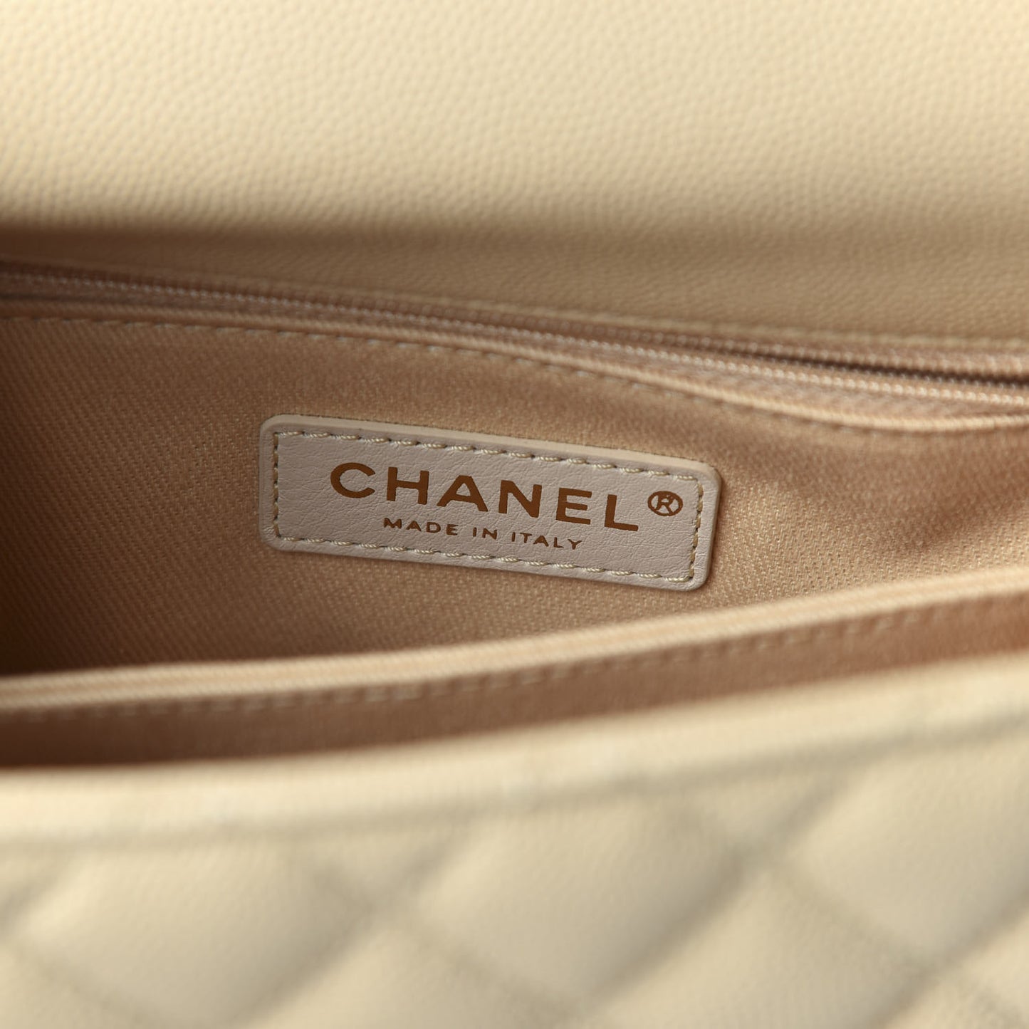 Caviar Lizard Quilted Mini Coco Handle Flap Beige