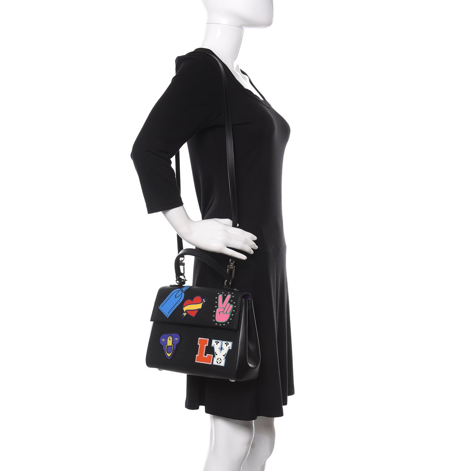 Louis Vuitton Epi Stickers Cluny BB Black 2 of 9