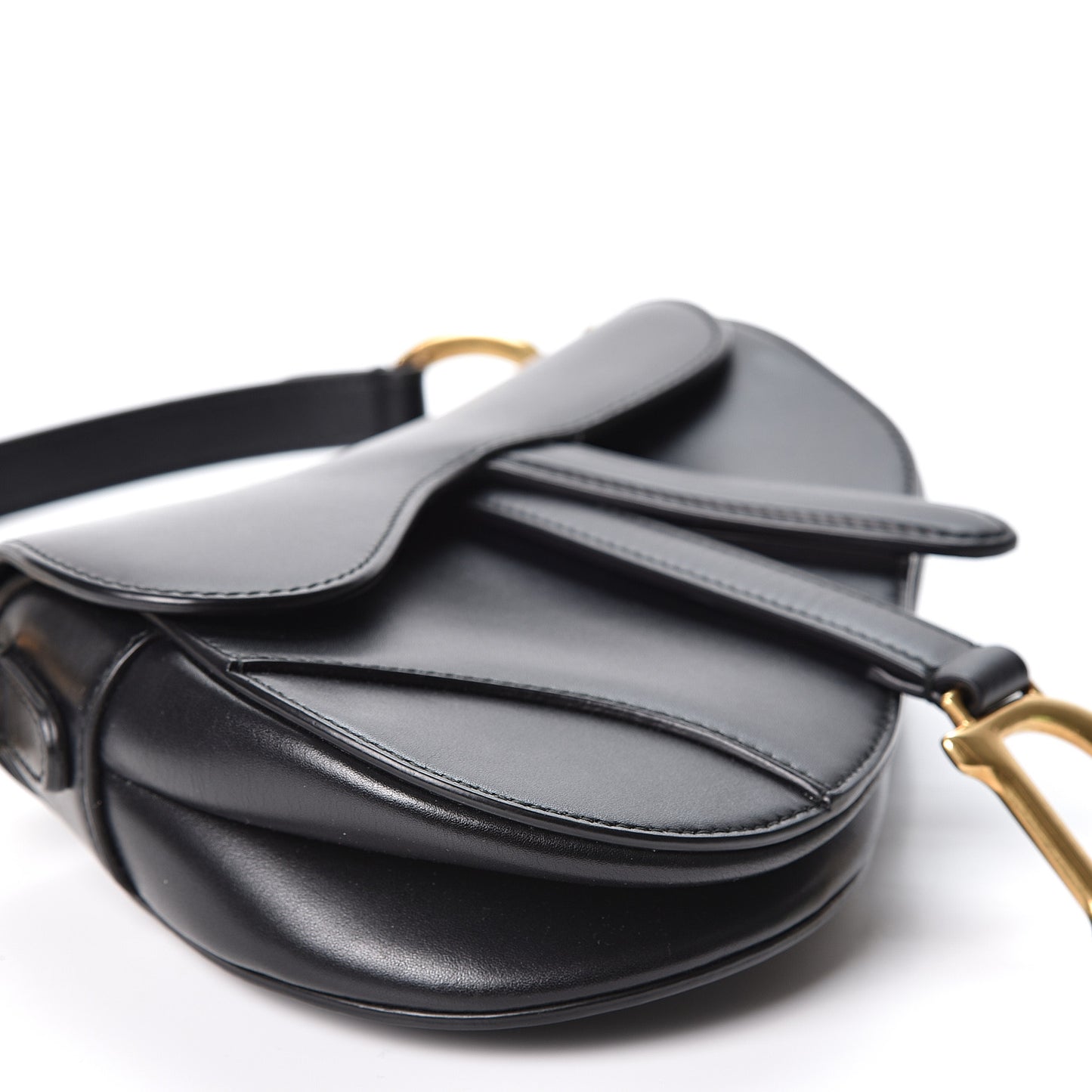 Calfskin Mini Saddle Bag Black
