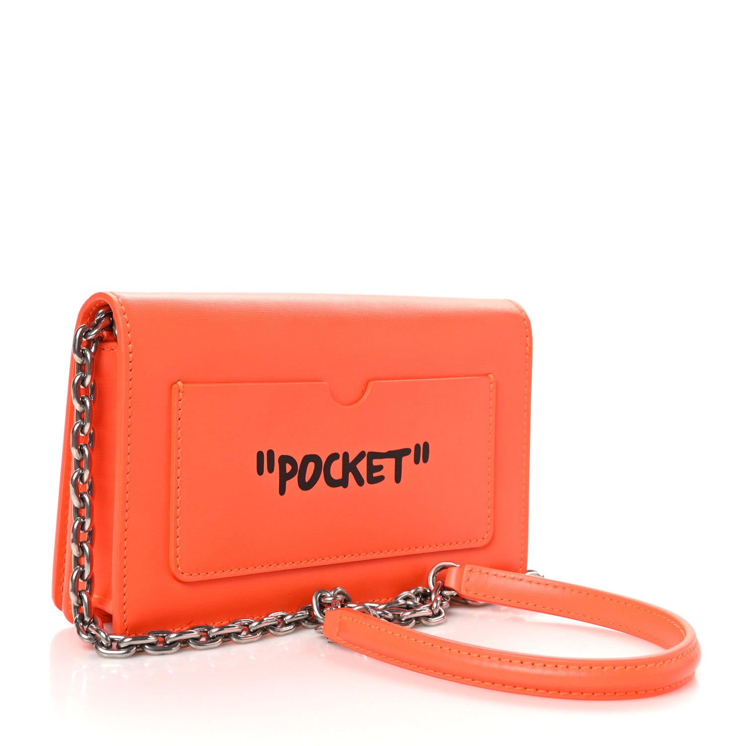 Off-White Calfskin Jitney 0.5 Cash Inside Crossbody Bag Orange 3 of 9