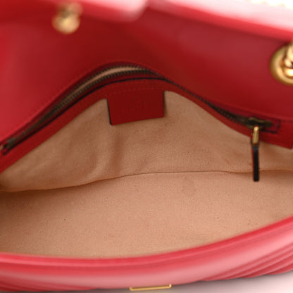 Gucci Calfskin Matelasse Small GG Marmont Shoulder Bag Hibiscus Red 5 of 11