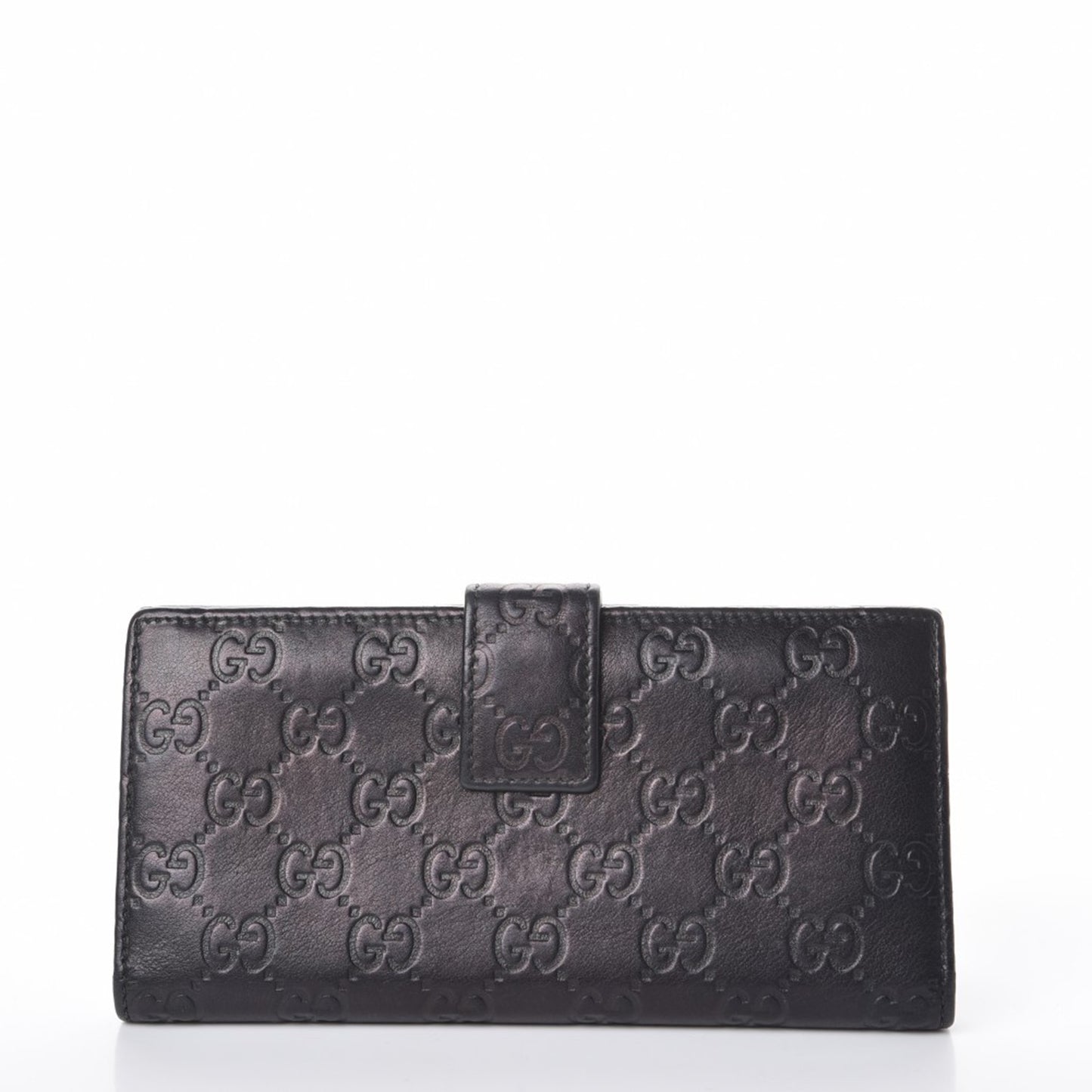 Guccissima Margaux Calfskin Metal Bar Continental Flap Wallet Black