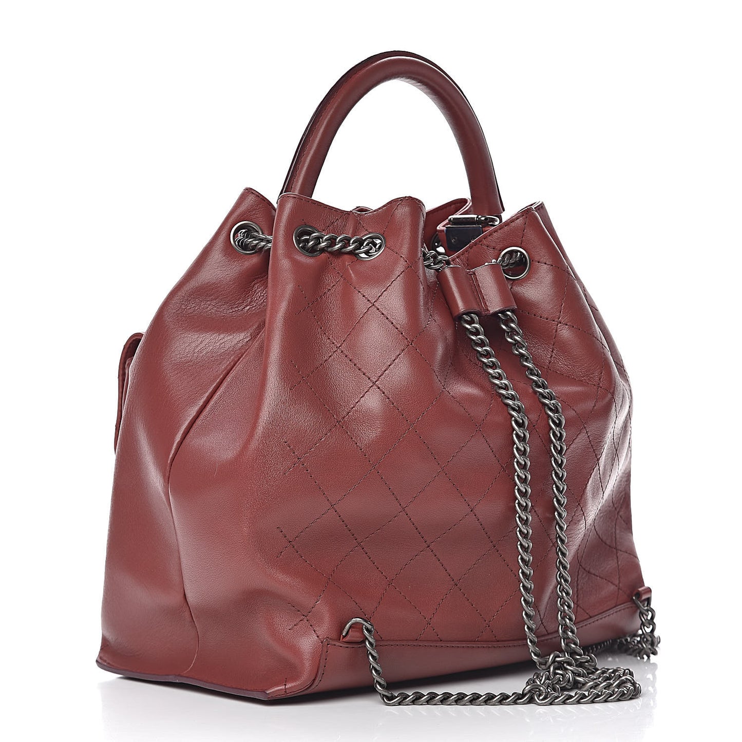 Calfskin Stitched Large Urban Luxury Drawstring Backpack Red