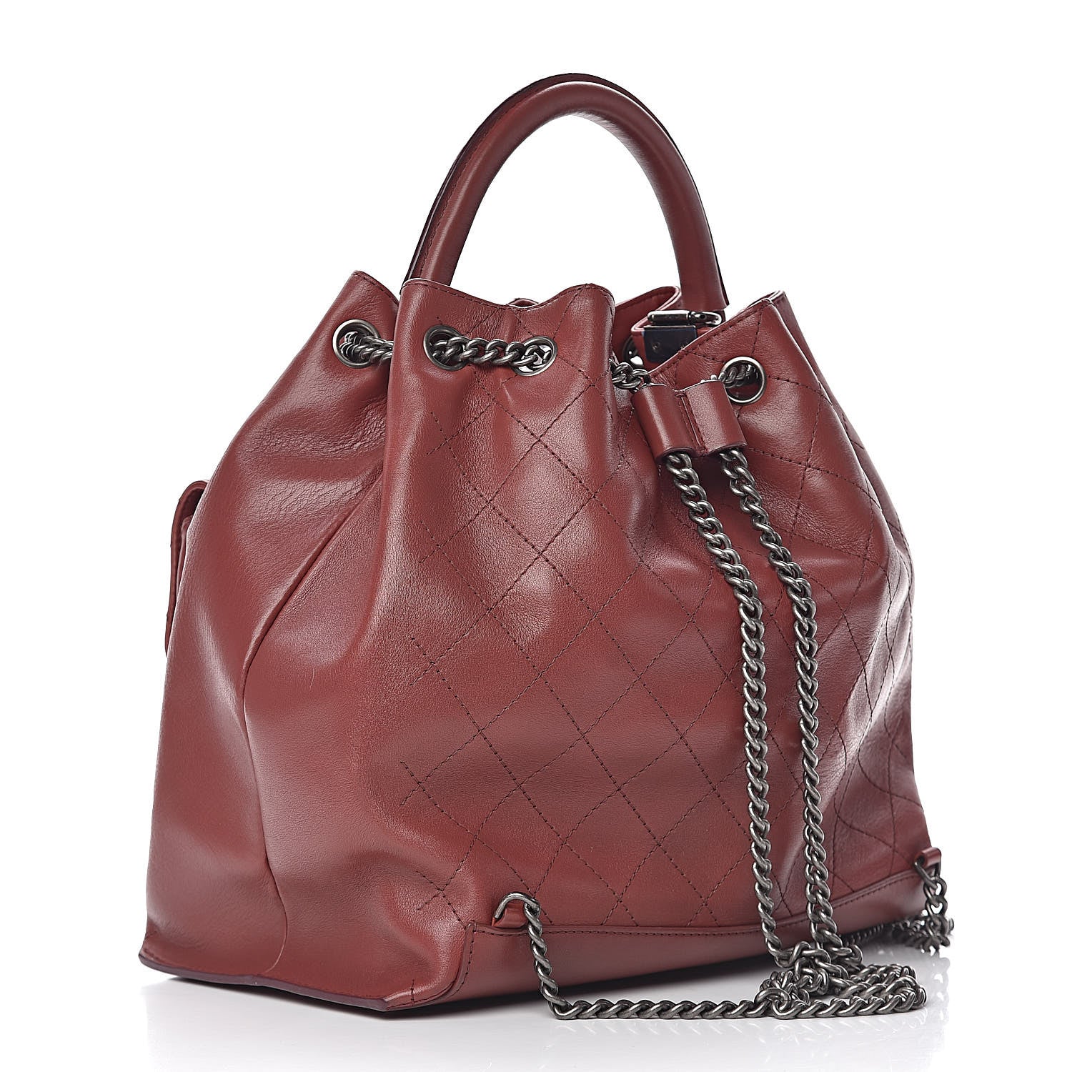 Chanel Calfskin Stitched Large Urban Luxury Drawstring Backpack Red 3 of 10