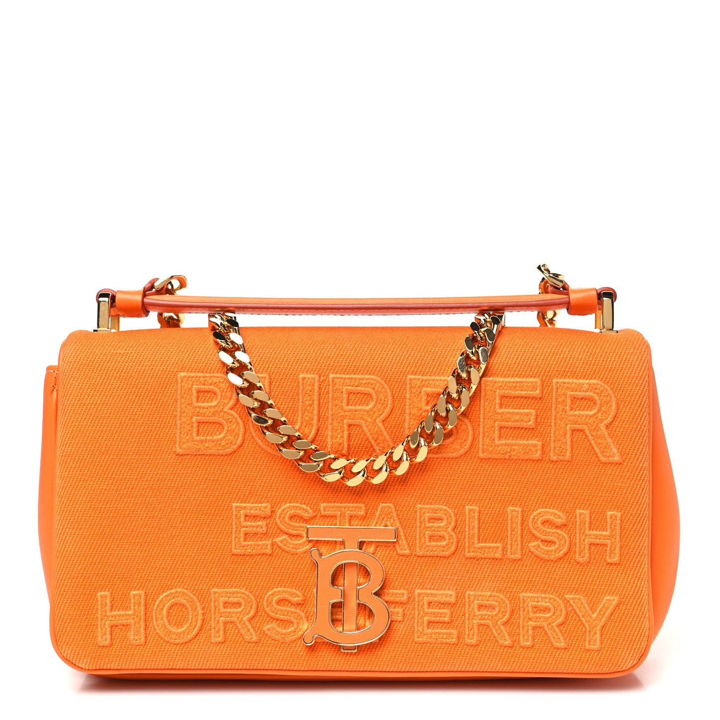 Canvas Horseferry Print Small Lola Bag Deep Orange