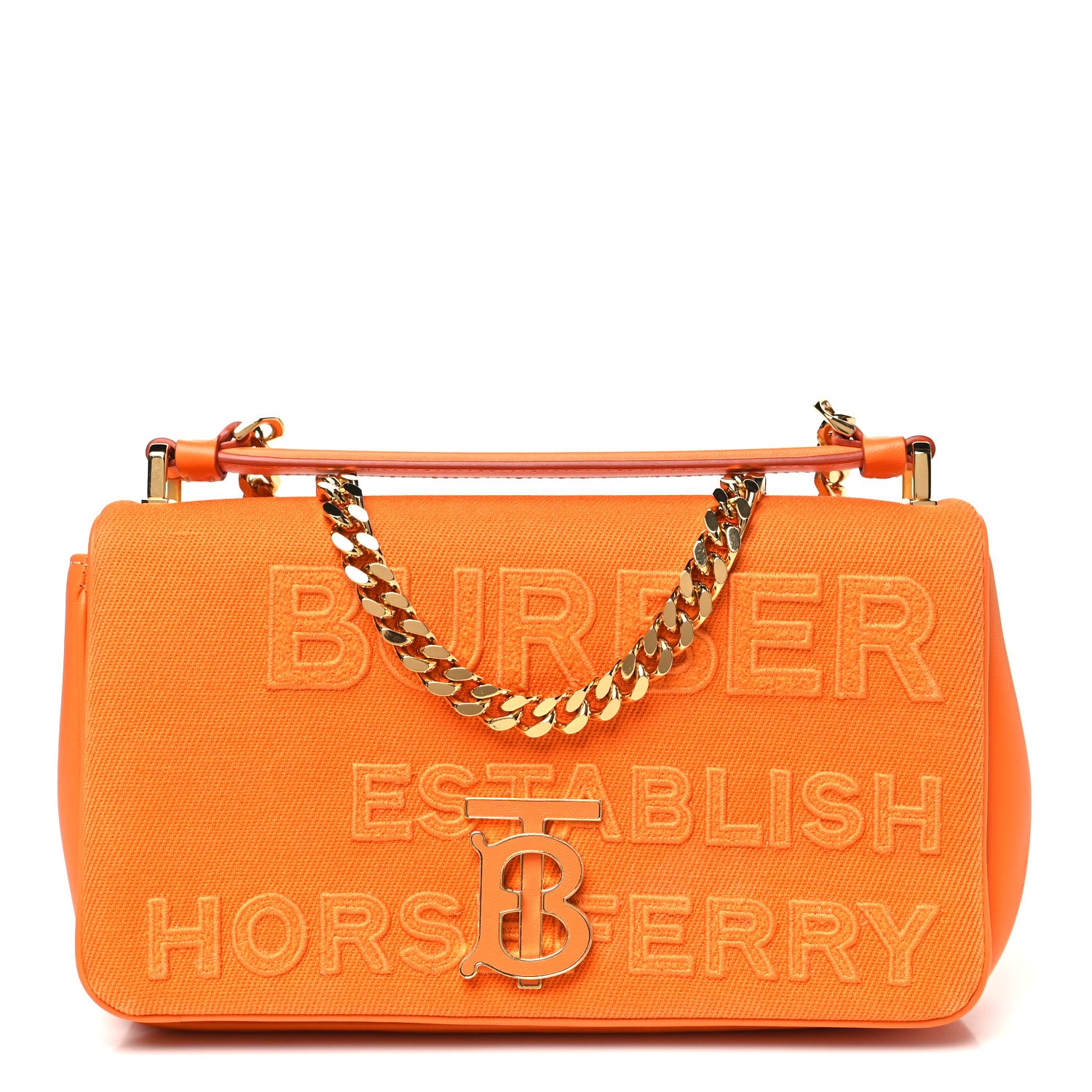 Burberry Canvas Horseferry Print Small Lola Bag Deep Orange 1 of 10