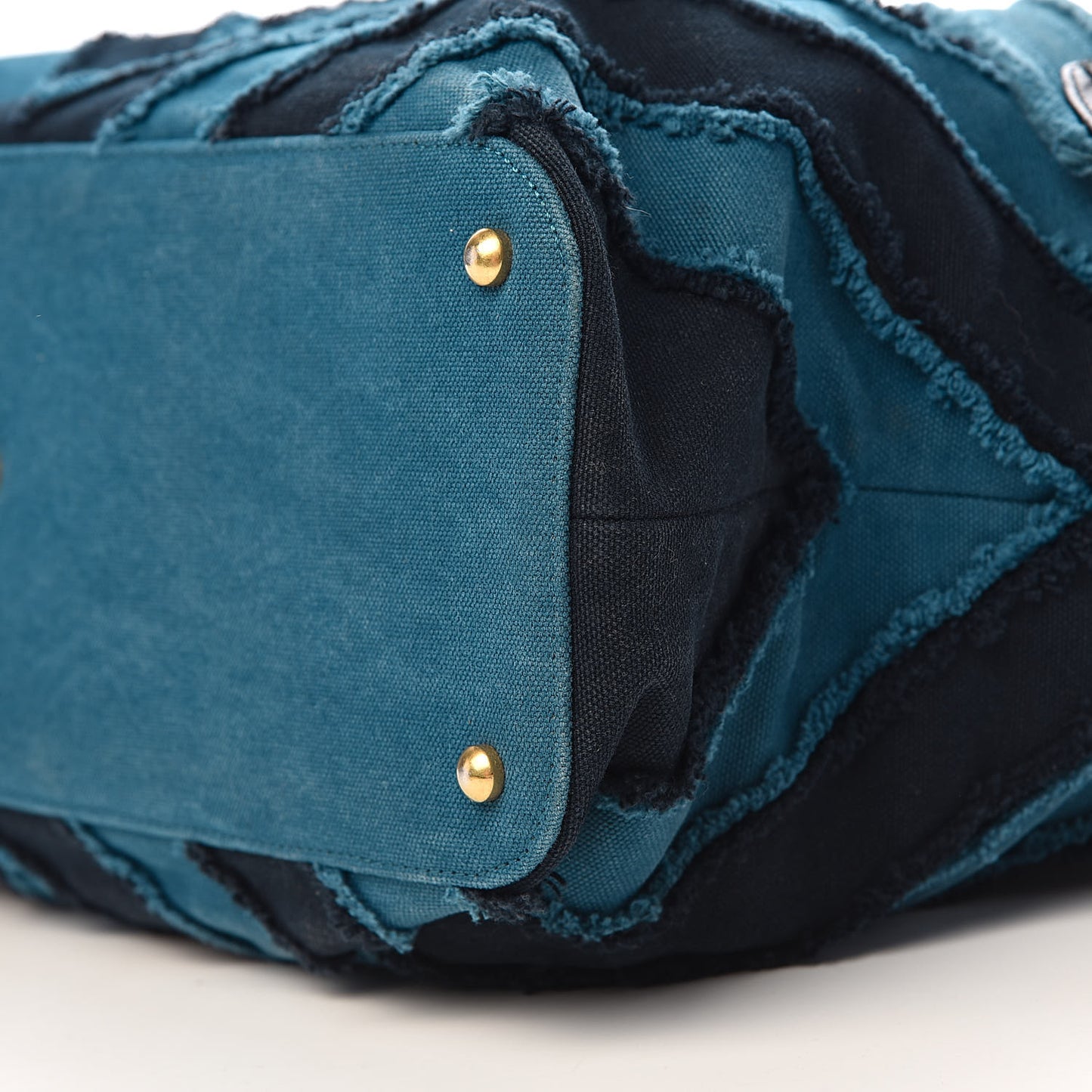 Canvas Chevron Cuba Patchwork Shopper Tote Blue