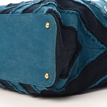 Chanel Canvas Chevron Cuba Patchwork Shopper Tote Blue 11 of 12
